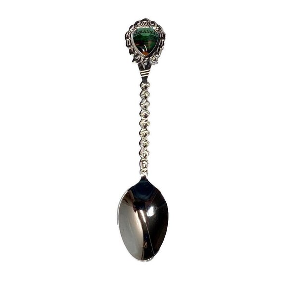 Arkansas Souvenir Spoon 4.5" Silver Tone Enamel Shield Travel Memorabilia EUC - Picture 1 of 5